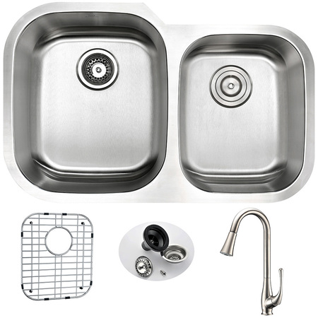 ANZZI Moore Undermount 32" Kitchen Sink with Singer Faucet in Brushed Nickel KAZ3220-042